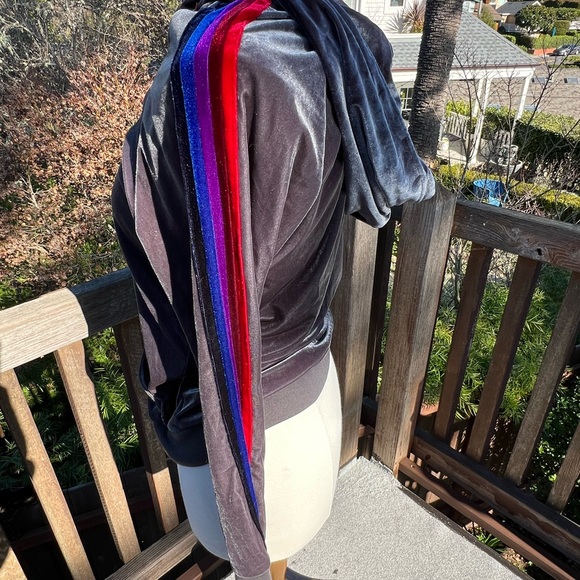 AVIATOR  NATION Women’s Velour Track Jacket Grey with stripes on sleeve - Small - Picture 5 of 6